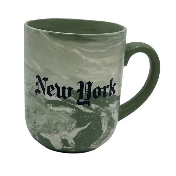 New York Times Coffee Mug Green Marble Swirl, 12 Fluid Ounce - Picture 1 of 8